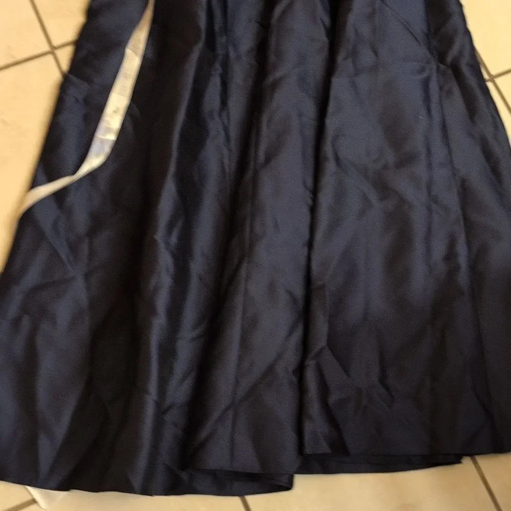 NWT Alfred Sung Maxi Dress Midnight Blue One Shoulder Gown Size 10 - Picture 5 of 14